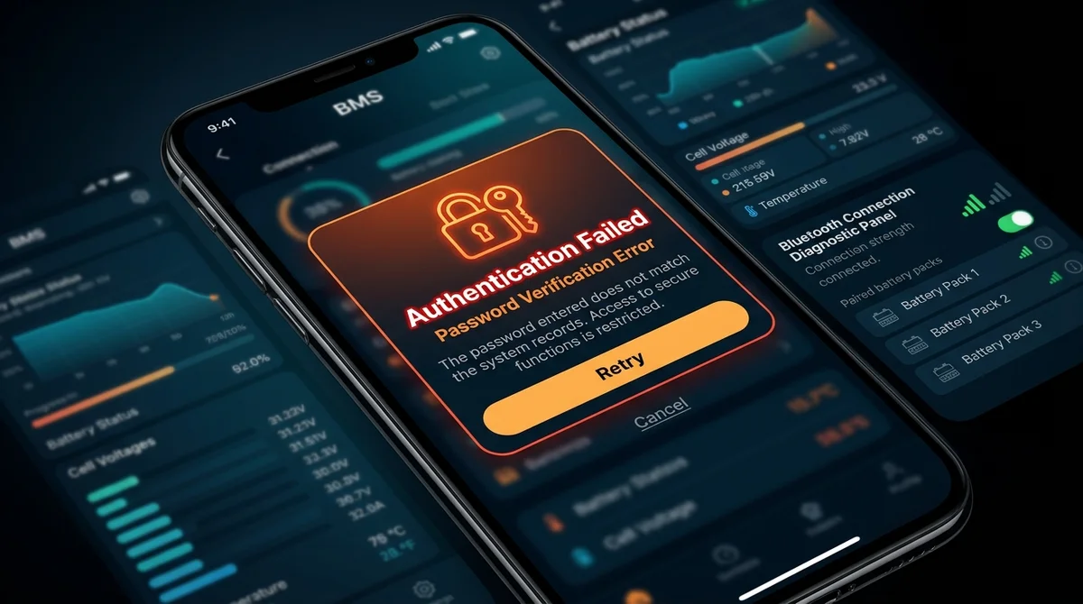 Smartphone troubleshooting BMS password authentication error