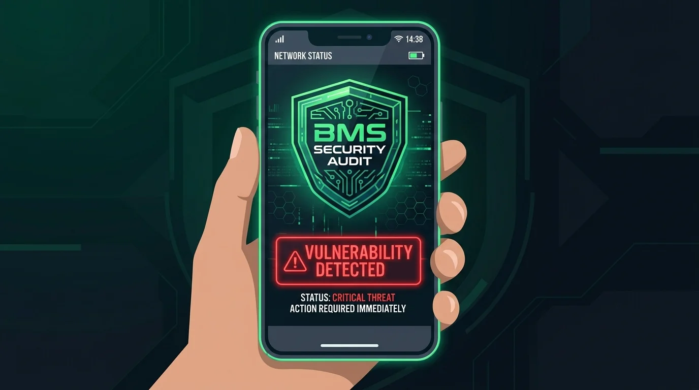 BAT-BMS App security warning log on dashboard